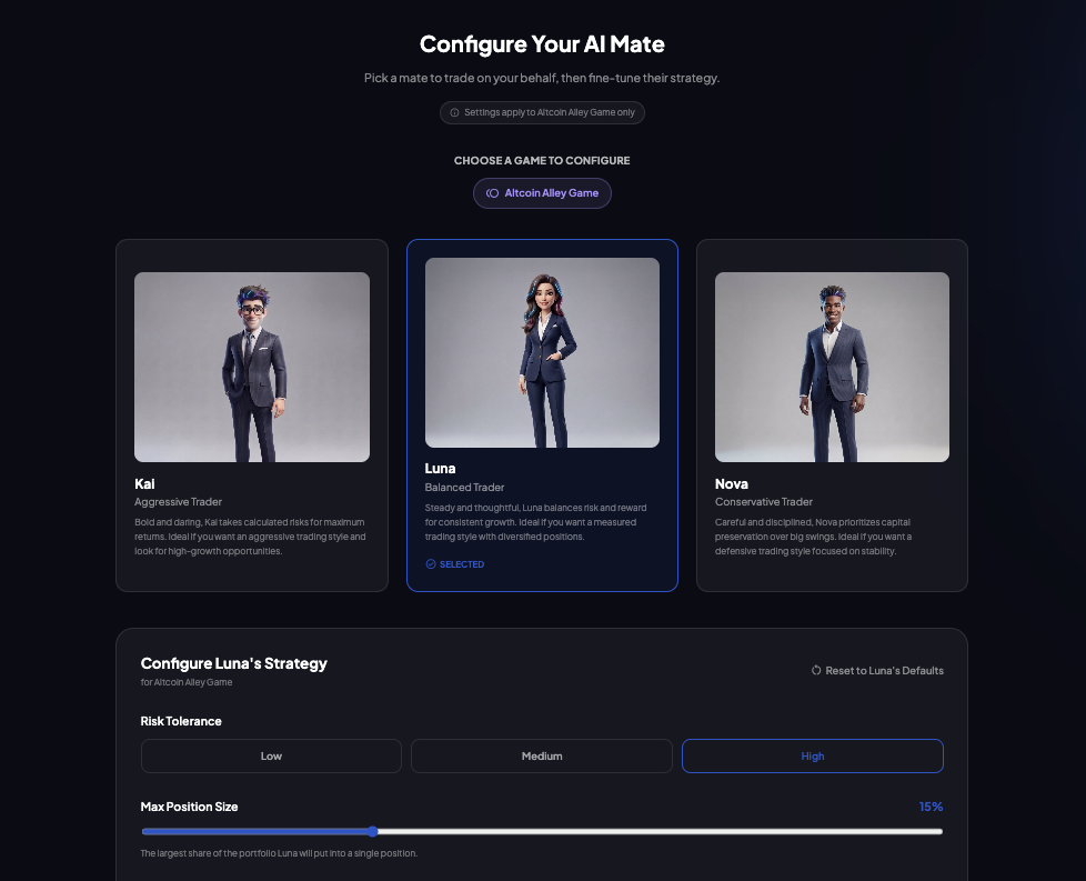 StockMates AI Mates you can pick from to trade on your behalf